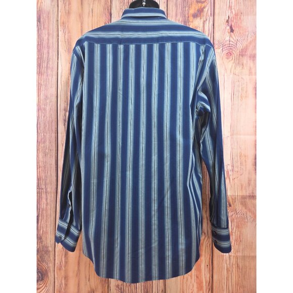 7 Diamonds Mens Blue Striped Button-Down Shirt XL - Picture 2 of 7